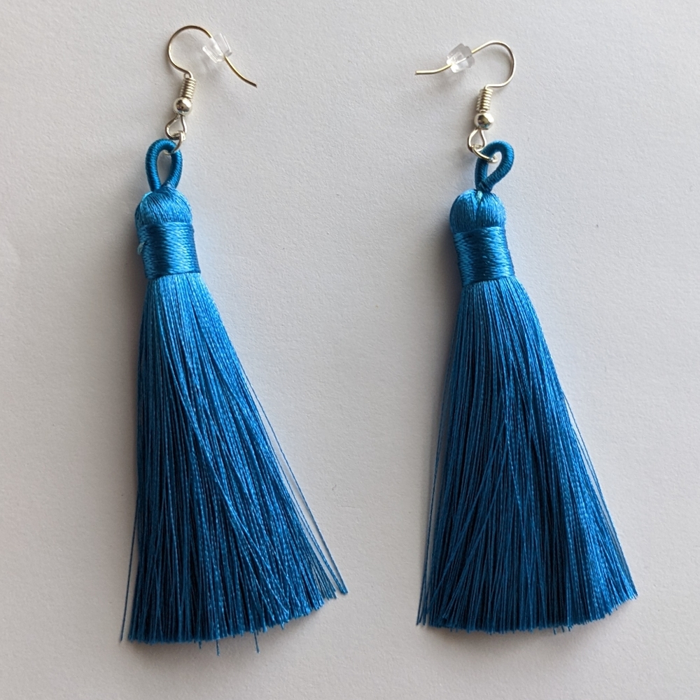 Blue Tassel Earrings